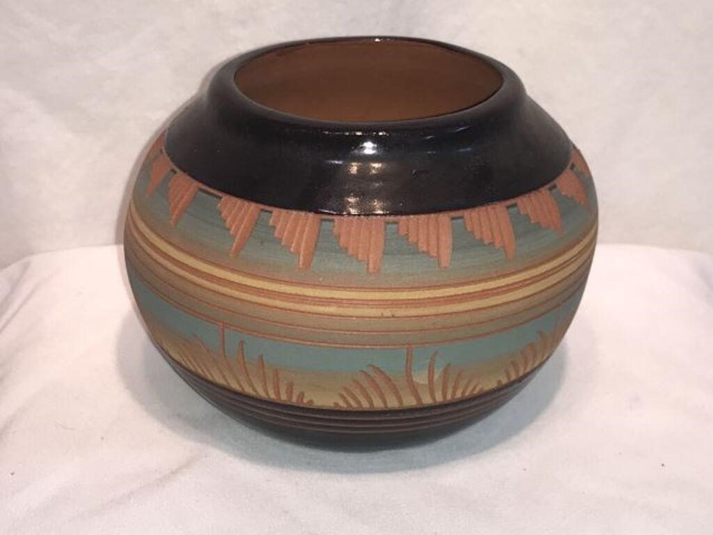 1960’s Navajo Hand-Painted/Etched Small Clay Pot