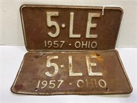 1957 OHIO LICENSE PLATES - MATCHING PAIR