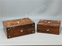 2- vintage trinket boxes-mother/ pearl inlay