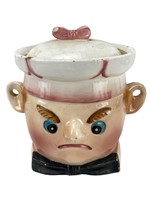 Vintage Ceramic Angry Man/Waiter Cookie Jar