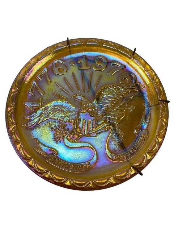 Iridescent Amber 1776-1976 Bicentennial Plate