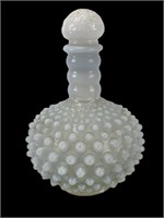 Fenton Milk White Opalescent Hobnail Glass Bottle