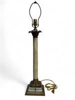 Tall carved bone acrylic and brass table lamp
