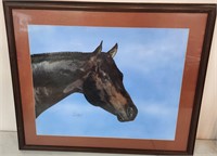 Signed VTG Print of a Horse LG Frame