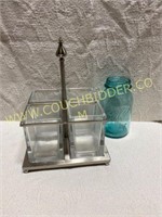 Glass silverware caddy holder
