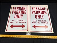 Porsche & Frerrari Parking Signs