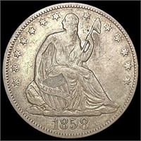 1858 Seated Liberty Half Dollar NEARLY