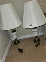 PAIR BRASS BASED TABLE LAMPS