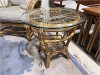 BOCA RATTAN GLASS TOP END TABLE