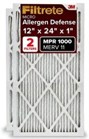 2-Filtrete MPR 1000 12X24X1 Ac Furnace Air Filter,