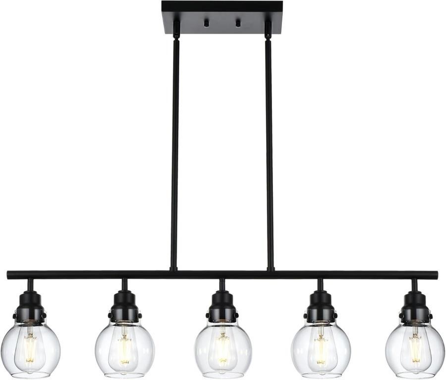 Linear Black Chandelier 5 Lights