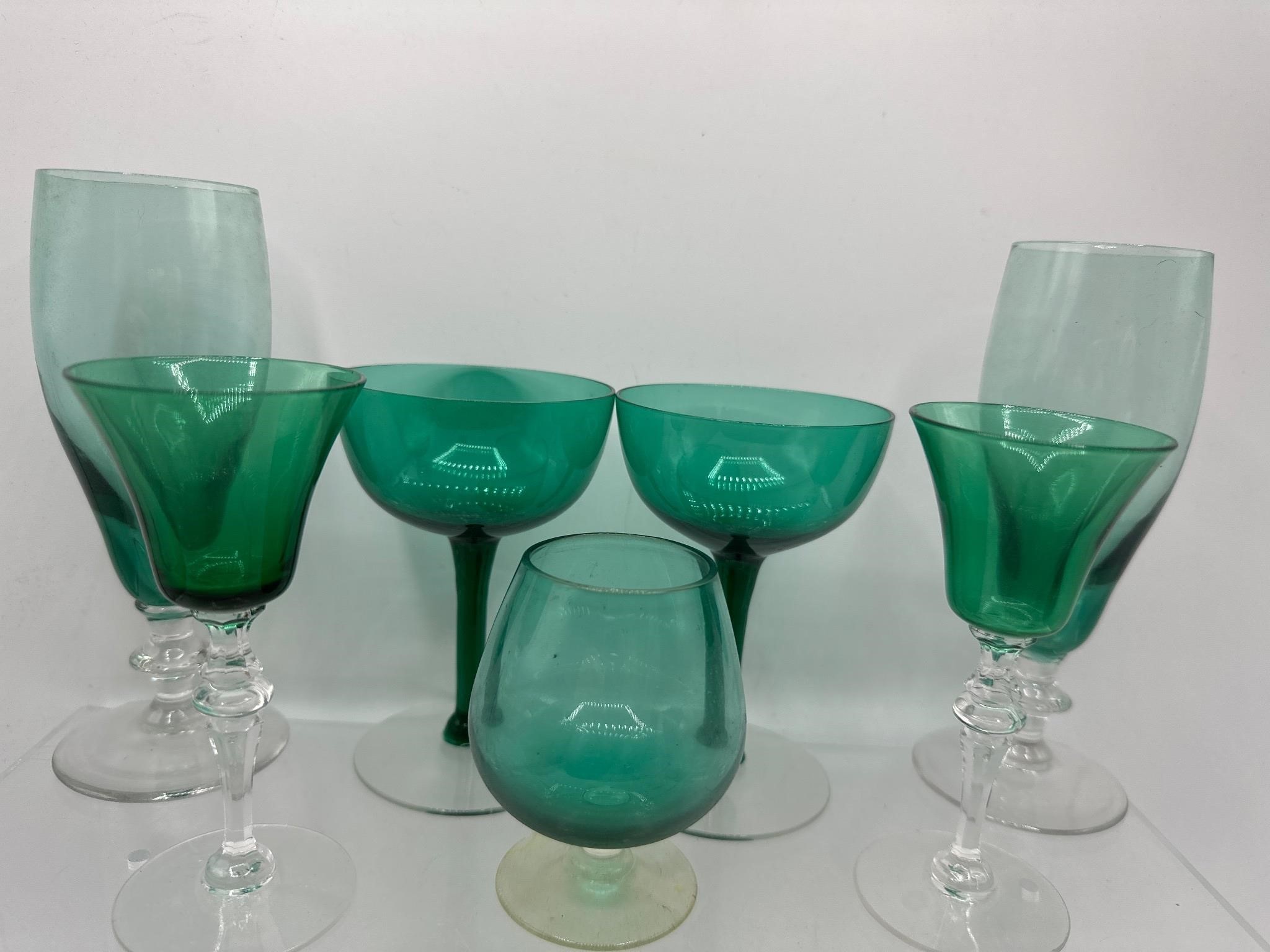 Teal glass cordials