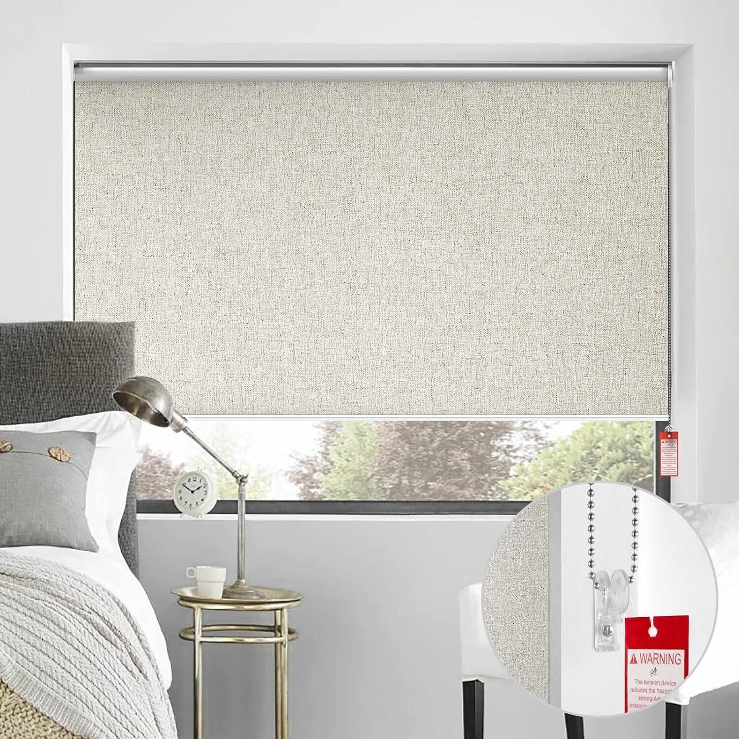 50 W x 72 H 100% Blackout Roller Shades  Beige