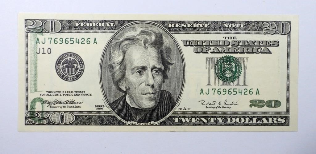 1996 $20 "ERROR" FED RESV NOTE