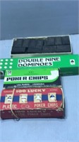 Old dominoes and poker chips