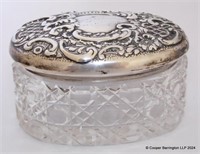 Edwardian Silver Topped Crystal Trinket Jar c.1906
