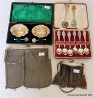 Cased Silver Plated Salts and Spoons Etc