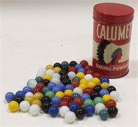 Vintage Calumet Baking Powder Can Full Of Marbles