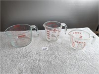 3 Glass PYREX Measuring Cups