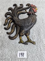 Heavy Cast Iron Painted Rooster