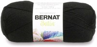 (3) Bernat 164104-4040 Satin Solid Yarn, Ebony,