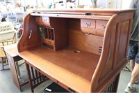 Oak Roll Top Desk with Table