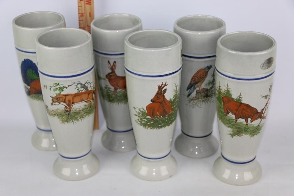 Set of 6 German S.C. Eschenfelden Beer Steins Cups