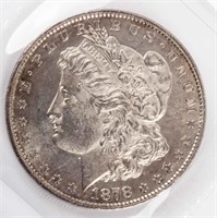 Coin 1878-P Morgan w/ 8 TF Silver Dollar CH BU
