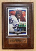 NEW YORK GIANTS TIKI BARBER CARD W/ PLAQUE