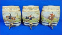 (3) Antique 19th Century Porcelain Spiri Barrels ,