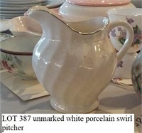 unmarked white porcelain swirl pitcher