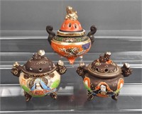 Hand Painted Japanese Porcelain Incense Burners