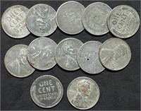 A Dozen 1943 Steel War Lincoln Pennies