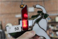 STAINED GLASS GOOSE & CANDLE SUN CATCHERS