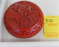 CHINESE CARVED CINNABAR ENAMEL TRINKET BOX