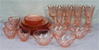 32pc. Pink Glass Service for 4