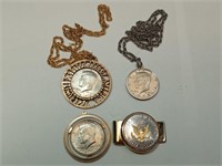 OF) half dollar necklace pendants with tie clip