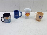 (4) Vtg Gas & Oil Advertising Mugs/Cups