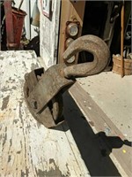 Vintage Industrial metal pulley with hook