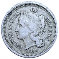 1866 Three Cent Nickel NICELY CIRCULATED
