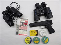 2 Pair Binoculars & Marksman BB Gun