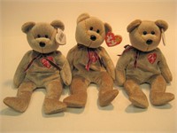 (3) Signature Bear 1999 Ty Beanie Babies PE