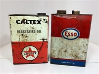 2 x Gallon Tins - Caltex & Esso