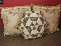 Three Large Throw Pillows - Largest is 22" X 22"