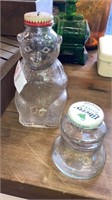 Snowcrest bear bank bottle, Liberty bell coin jar