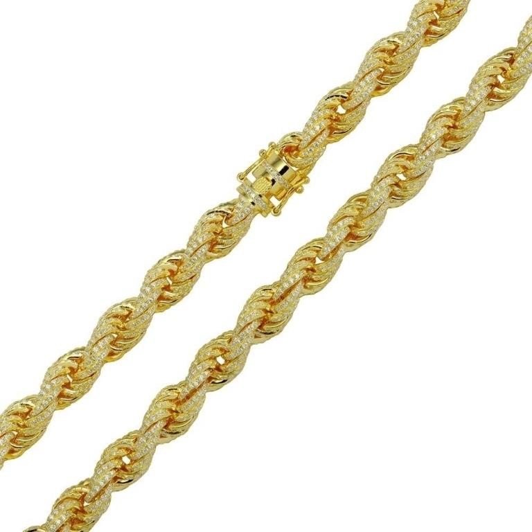 Sterling Silver Rope Link Crystal Modern Bracelet