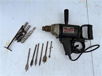 Sears 1/2 inch Drill and various bits
