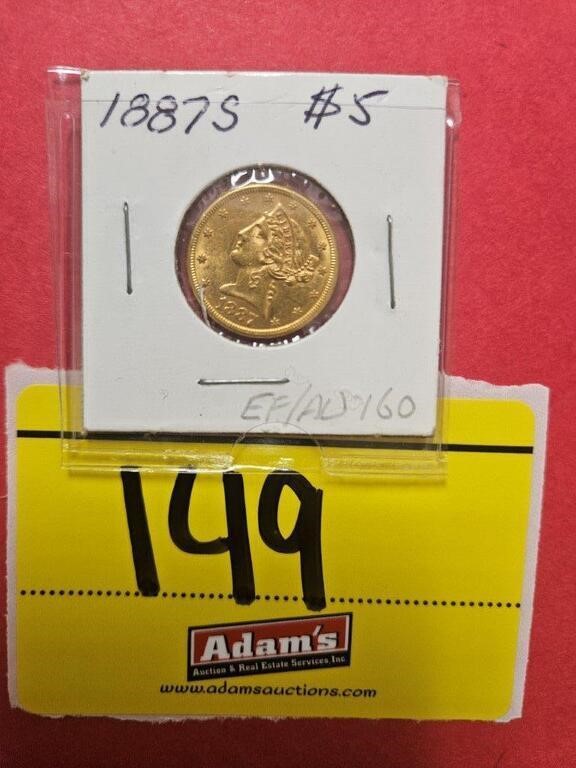 1887-S LIBERTY 5 DOLLAR GOLD PIECE