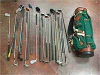 Golf clubs and golf bag