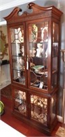 Designer style Cherry finish 2pc curio cabinet